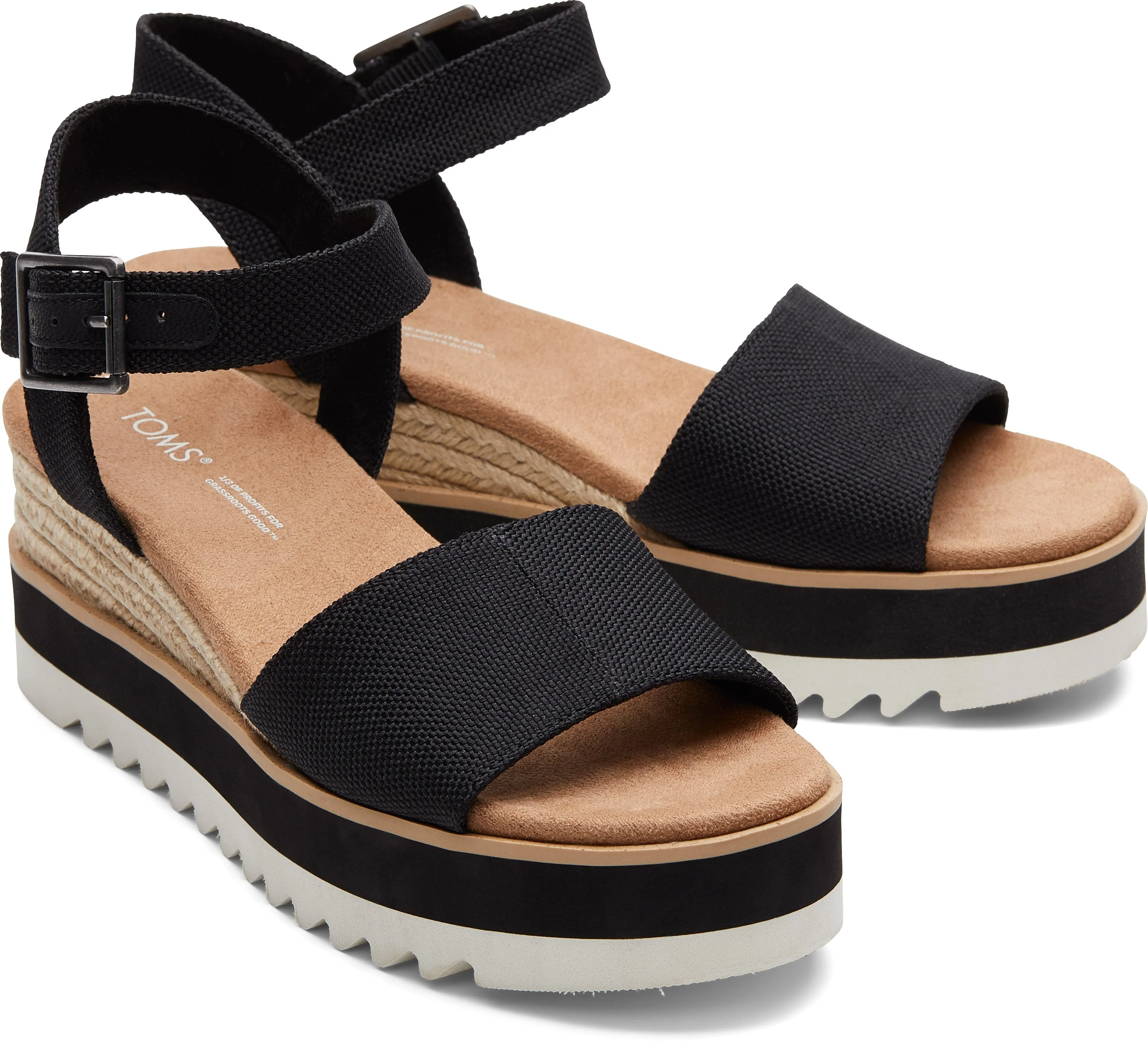 Diana Wedge Sandal - Black Canvas - Image 3